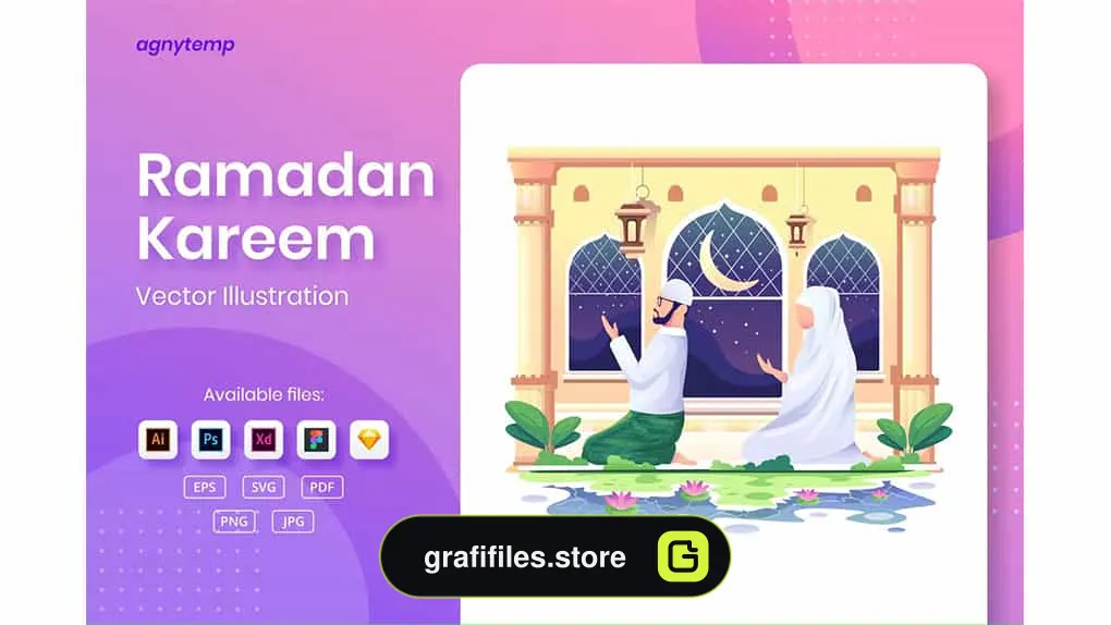وکتور فلت ماه رمضان کریم