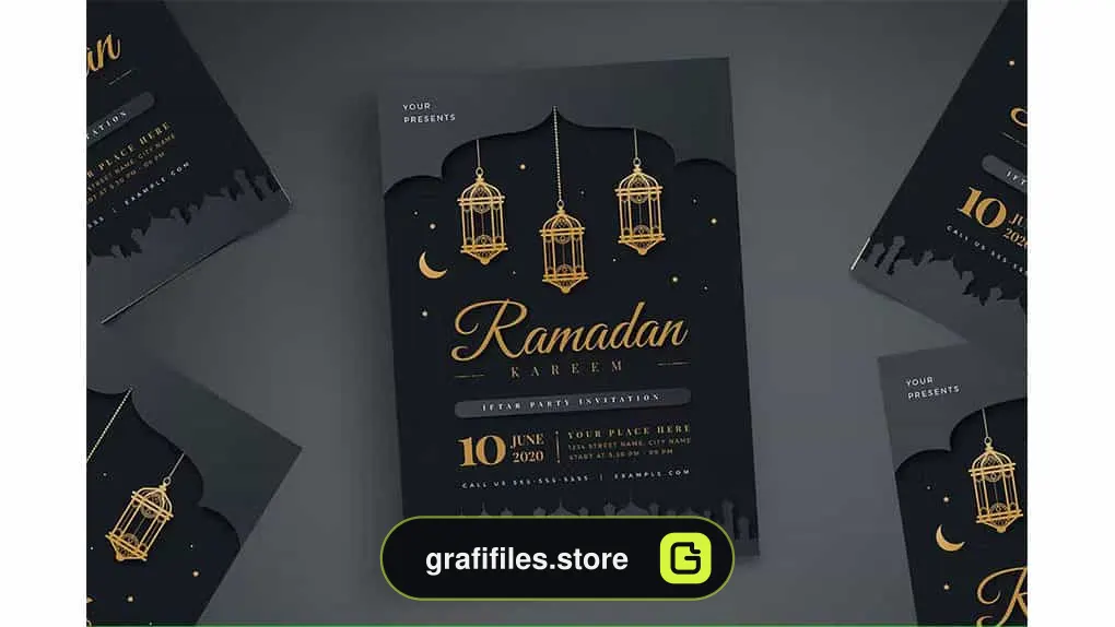 طرح لایه باز تراکت ضیافت افطار رمضان