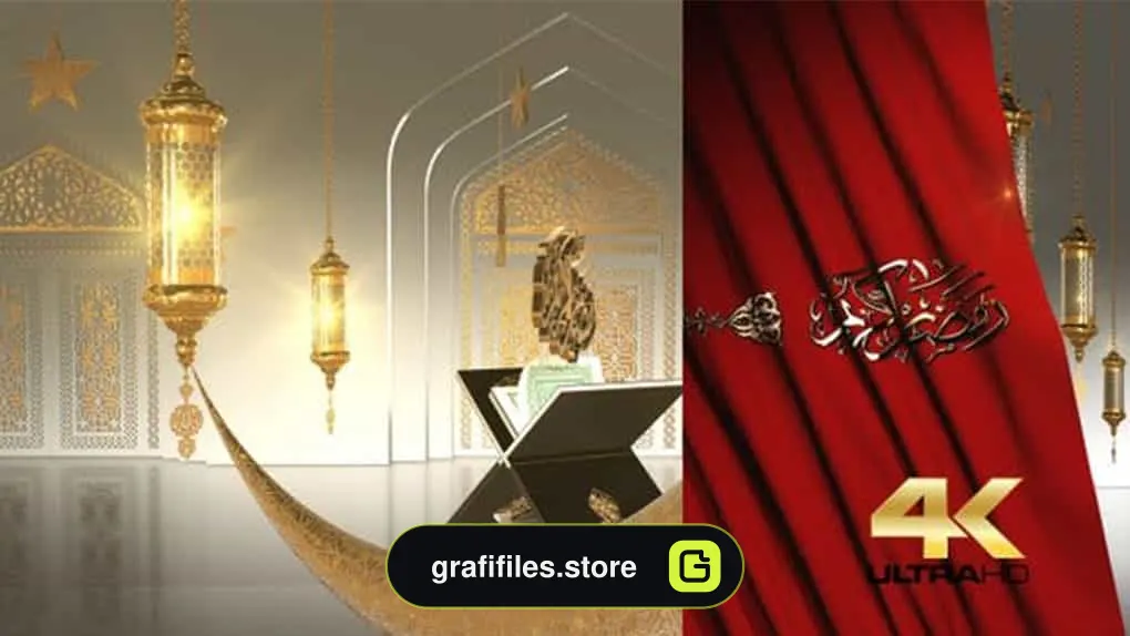 فوتیج اینترو خوشنویسی عربی رمضان
