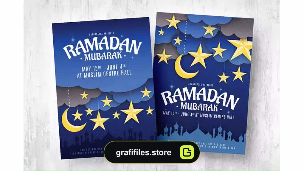 طرح لایه باز تراکت و پوستر رمضان