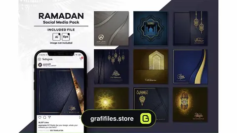 طرح وکتور پست شبکه اجتماعی رمضان