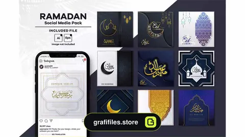وکتور پست ماه رمضان شبکه اجتماعی