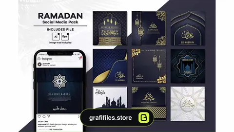 وکتور پست شبکه اجتماعی با موضوع رمضان