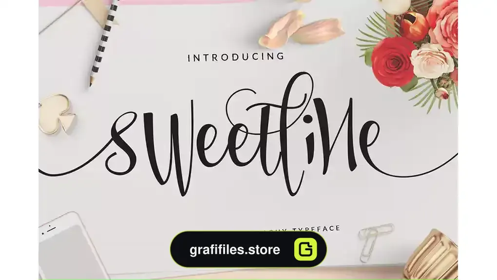 فونت انگلیسی Sweetline Beautiful Script Font Wedding