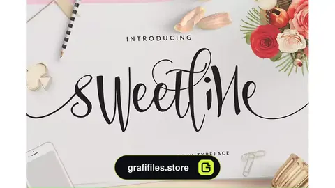 فونت انگلیسی Sweetline Beautiful Script Font Wedding