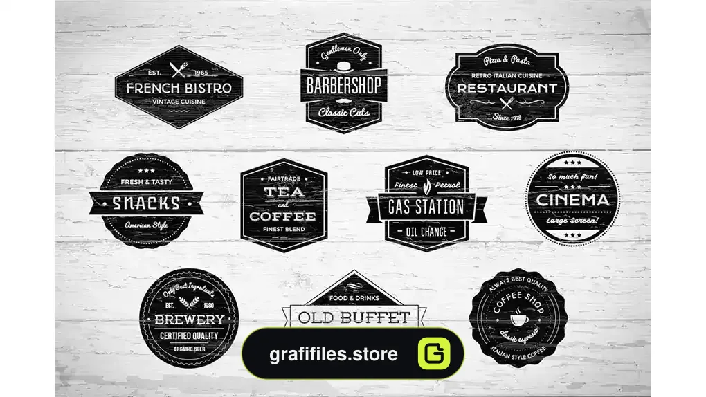 طرح لایه باز برچسب رترو Retro Badges/Insignias