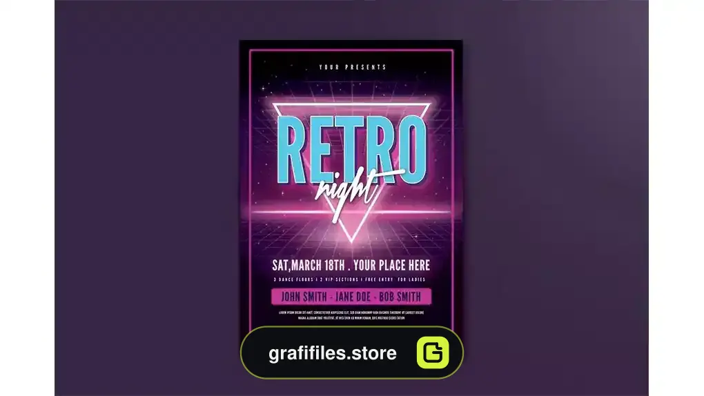 طرح لایه باز تراکت 80s Retro Flyer