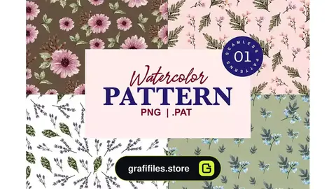 پترن آبرنگی Bloomy - Seamless Watercolor Patterns