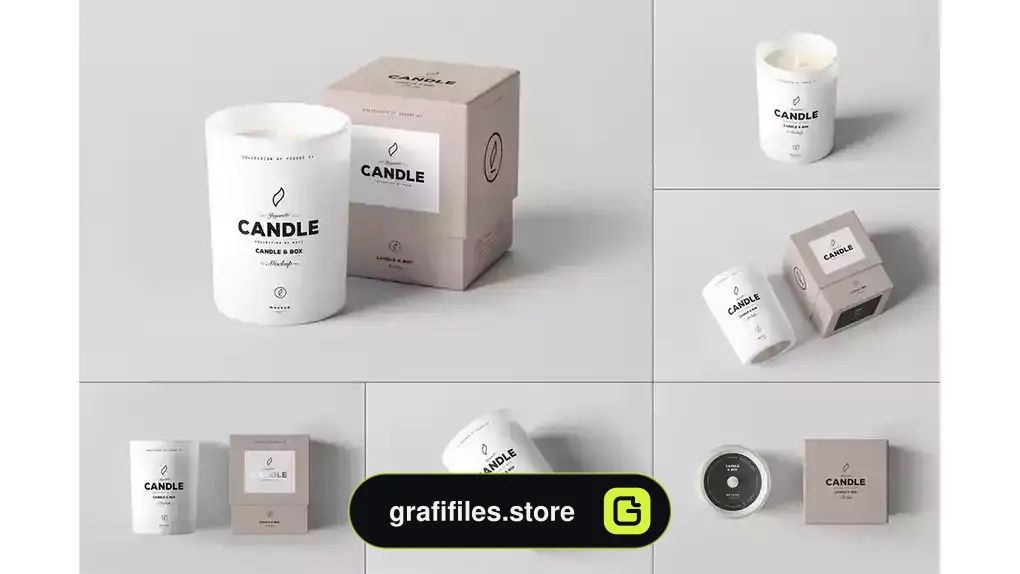 موکاپ جعبه و شمع