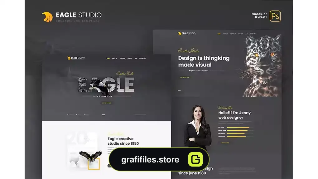 طرح لایه باز وبسایت نمونه کار Eagle Studio - Creative PSD Template