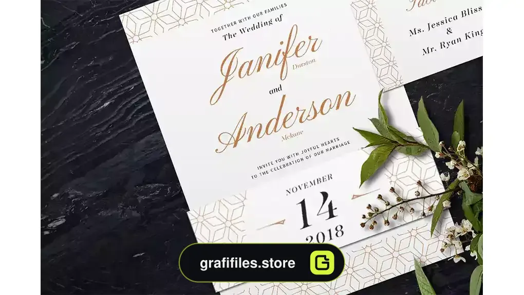 طرح لایه باز کارت دعوت عروسی Elegant Wedding Invitation