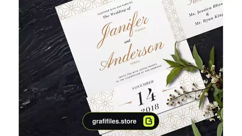 طرح لایه باز کارت دعوت عروسی Elegant Wedding Invitation