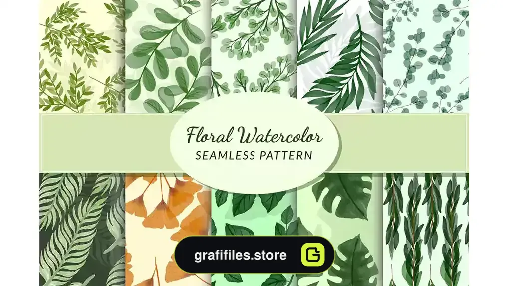 پترن گلدار آبرنگی Floral Watercolor Seamless Pattern