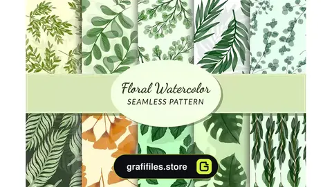پترن گلدار آبرنگی Floral Watercolor Seamless Pattern