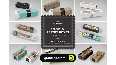موکاپ جعبه شیرینی و مواد غذایی Food Pastry Boxes Vol.2: Packaging Mockups