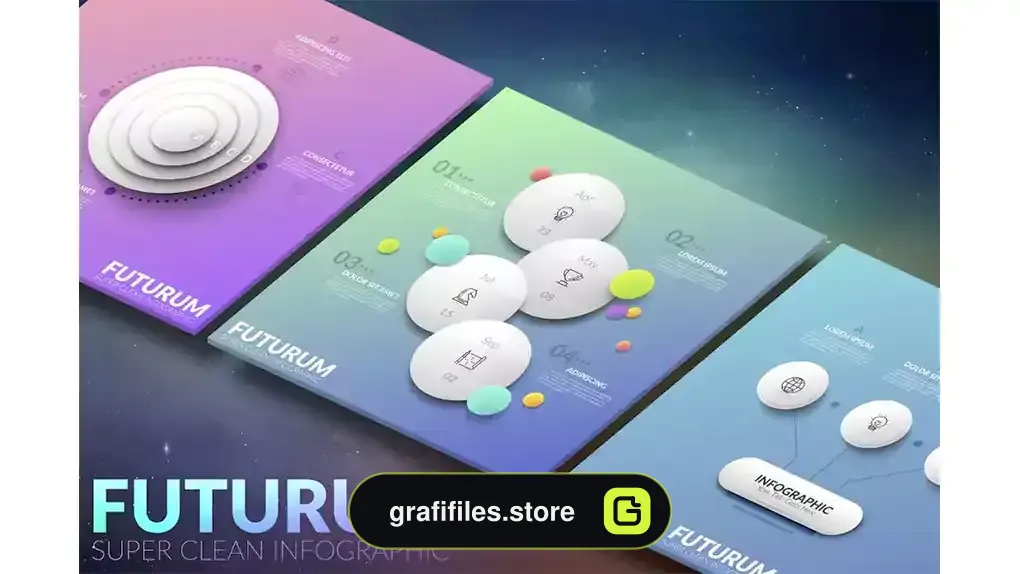 طرح لایه باز اینفوگرافی Futurum Infographic White