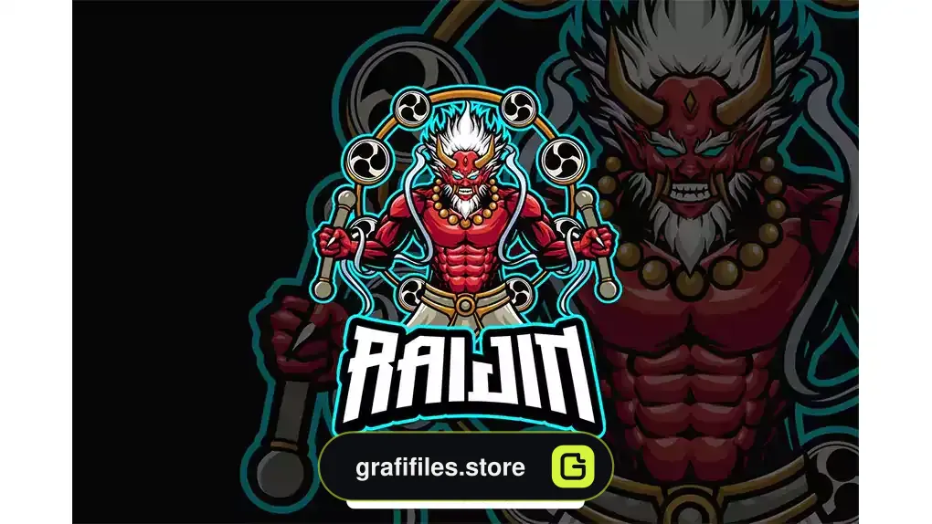 وکتور لوگو طلسم God Raijin Mascot Logo Template