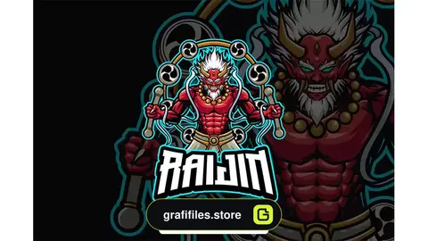وکتور لوگو طلسم God Raijin Mascot Logo Template