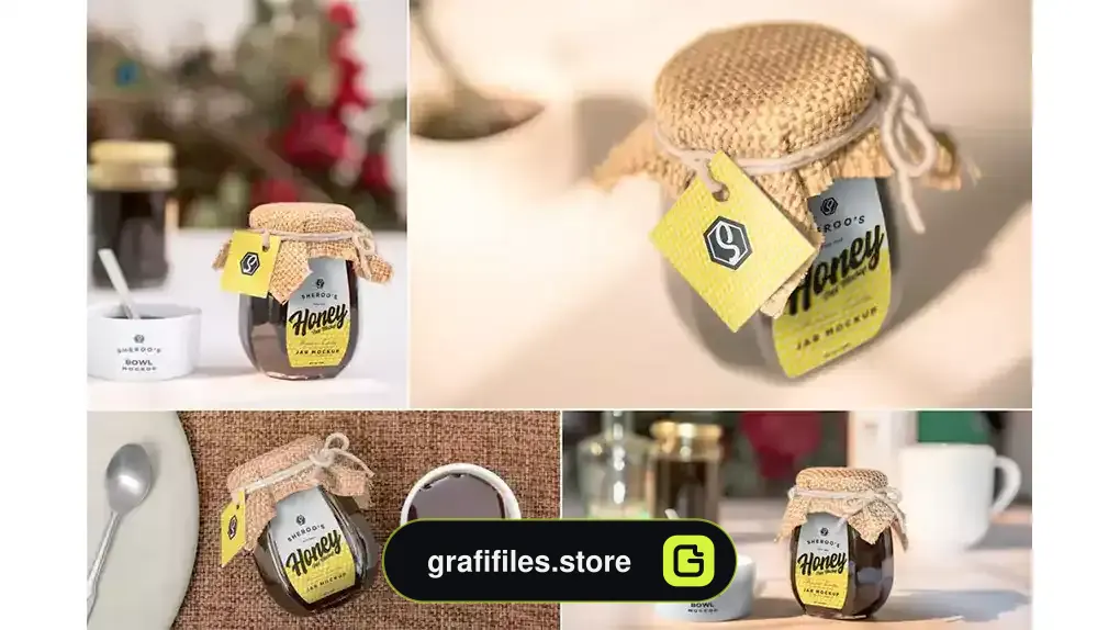 موکاپ شیشه عسل Honey Jar Mockups
