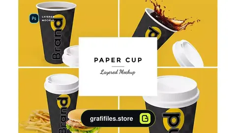 موکاپ لیوان کاغذی Layered Paper Cup Mockup