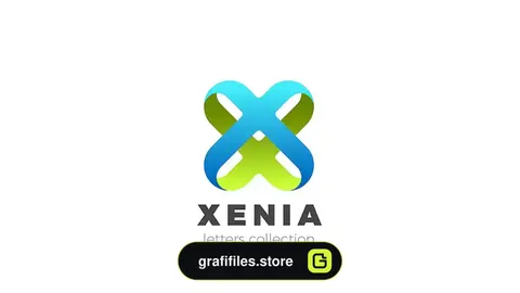 وکتور لوگو Letter X Logo design 3D Ribbon style