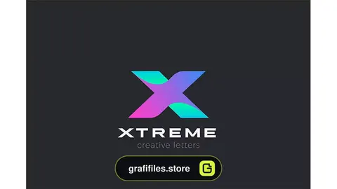 وکتور لوگو Letter X Logo design 3D Ribbon style