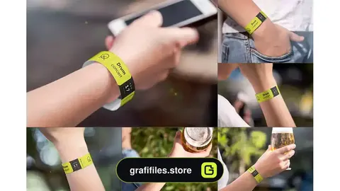 موکاپ دستبند کاغذی بلیط کنسرت