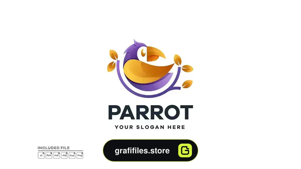 طرح لایه باز لوگو طوطی
