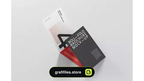 موکاپ بروشور Roll Fold Brochure Mockup