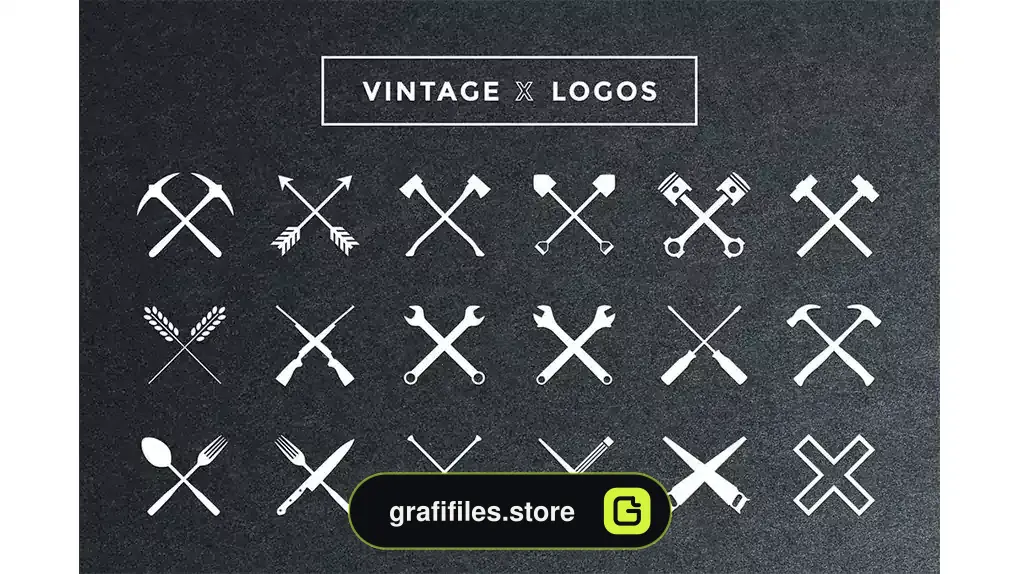 طرح لایه باز لوگو قدیمی Vintage X Logos