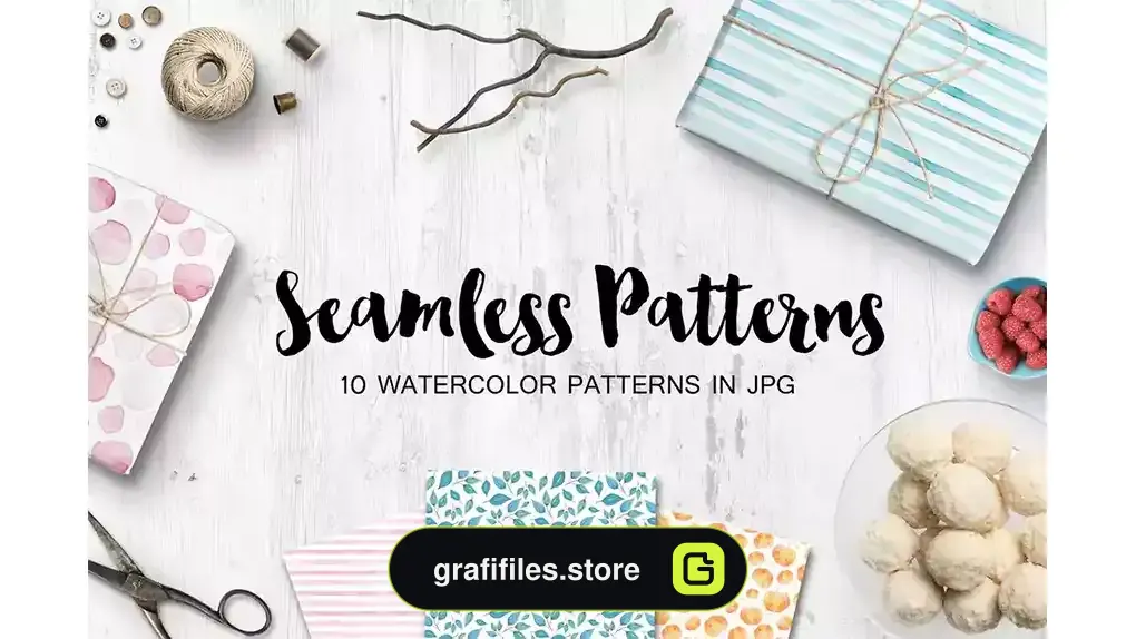 پترن آبرنگی Watercolor seamless patterns set