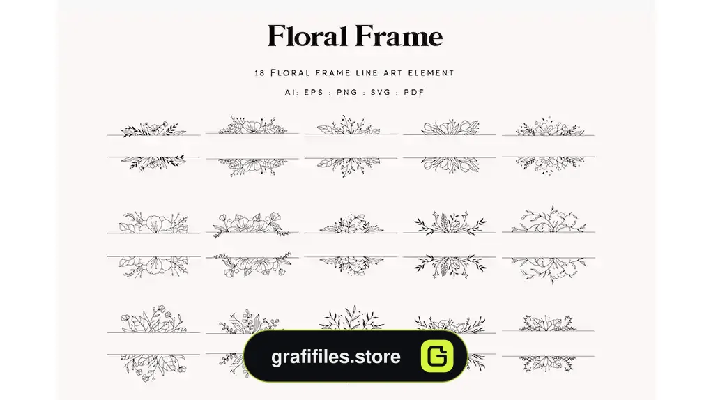 وکتور قاب و فریم گل Floral Frame Element