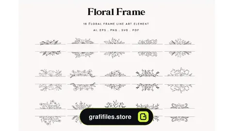 وکتور قاب و فریم گل Floral Frame Element