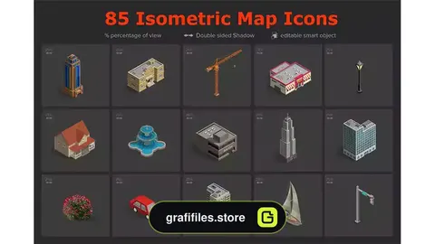 دانلود آیکون نقشه ایزومتریک Isometric Map Icons Vol.02