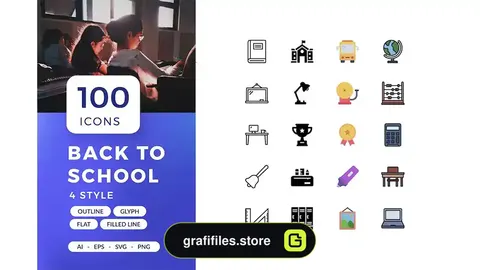 آیکون مدرسه Back to School Icons