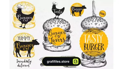 وکتور برگر Burger Food Elements