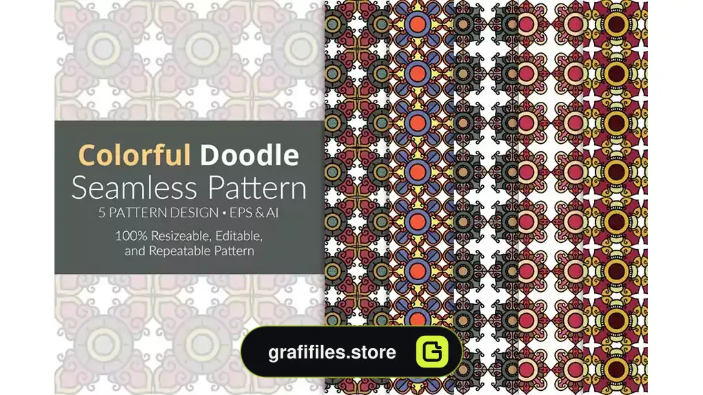 پترن رنگارنگ Colorful Doodle Seamless Pattern