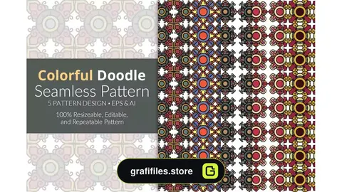 پترن رنگارنگ Colorful Doodle Seamless Pattern