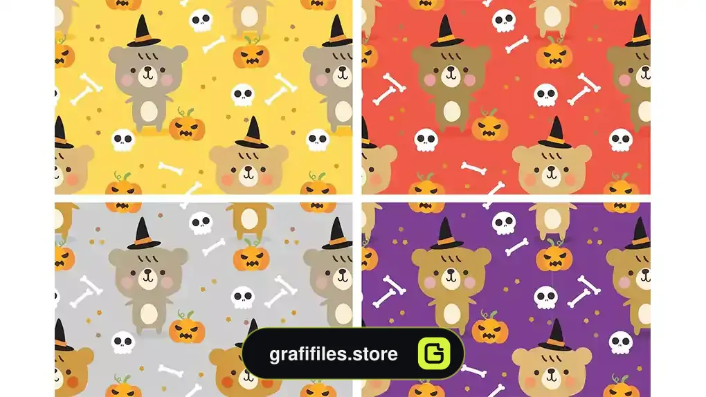 پترن خرس و کدو تنبل هالووین