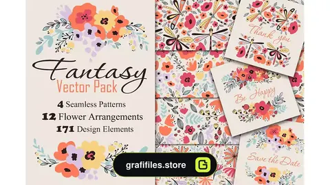 وکتور گل فانتزی Fantasy Flowers