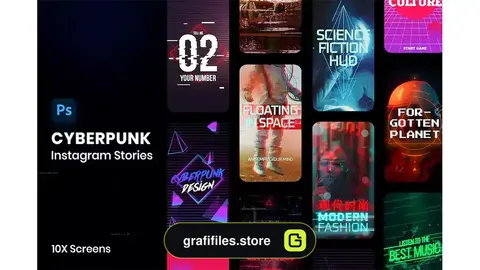 طرح لایه باز استوری اینستاگرام Glitch Instagram Stories