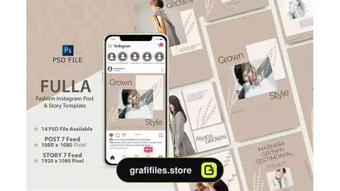 طرح لایه باز اینستاگرام GROWN - Instagram POST & STORY Template