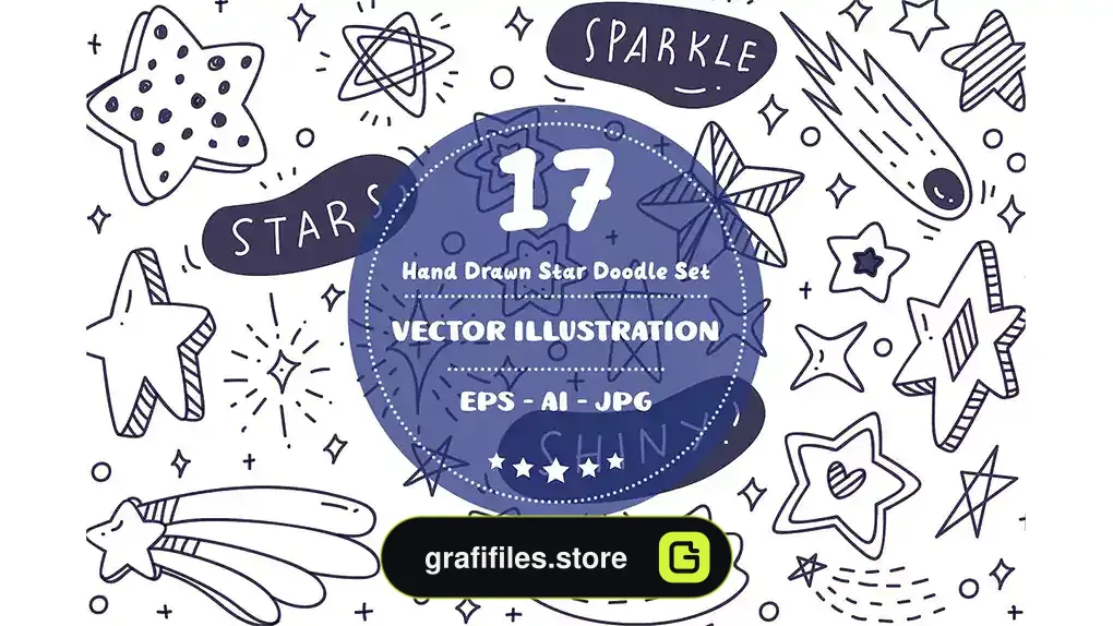 وکتور ستاره Hand Drawn Star Doodle Set