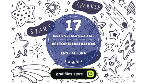 وکتور ستاره Hand Drawn Star Doodle Set