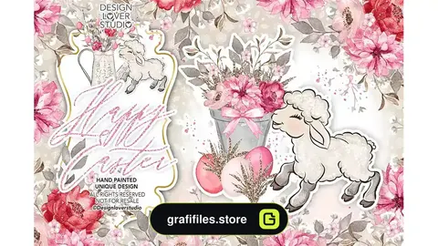 کلیپ آرت بره عید پاک Happy Easter lamb design