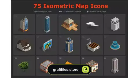 آیکون نقشه ایزومتریک Isometric Map Icons