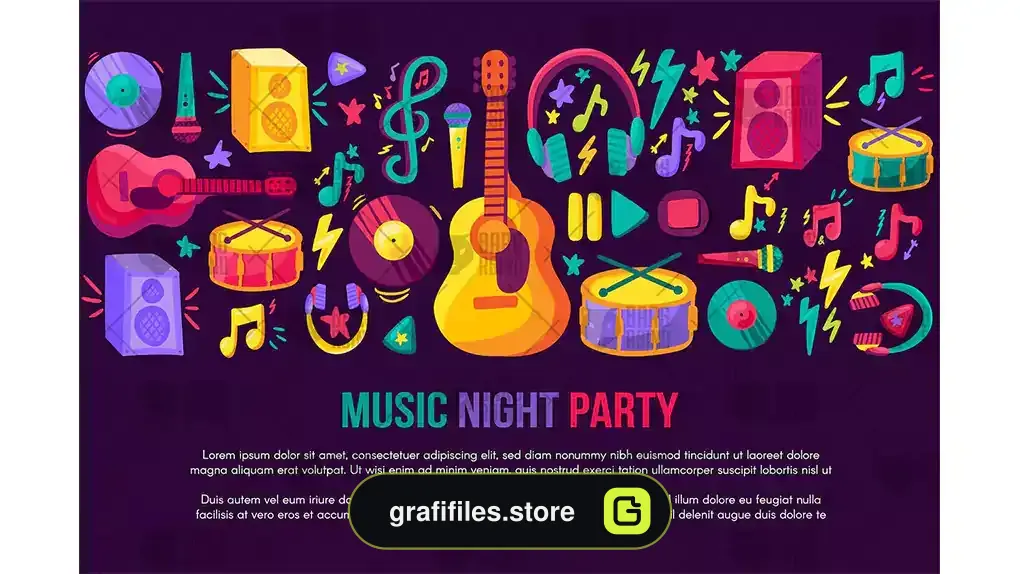 وکتور بنر مهمانی موزیکال Musical Party Banner