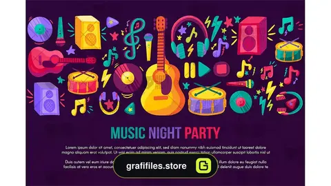 وکتور بنر مهمانی موزیکال Musical Party Banner