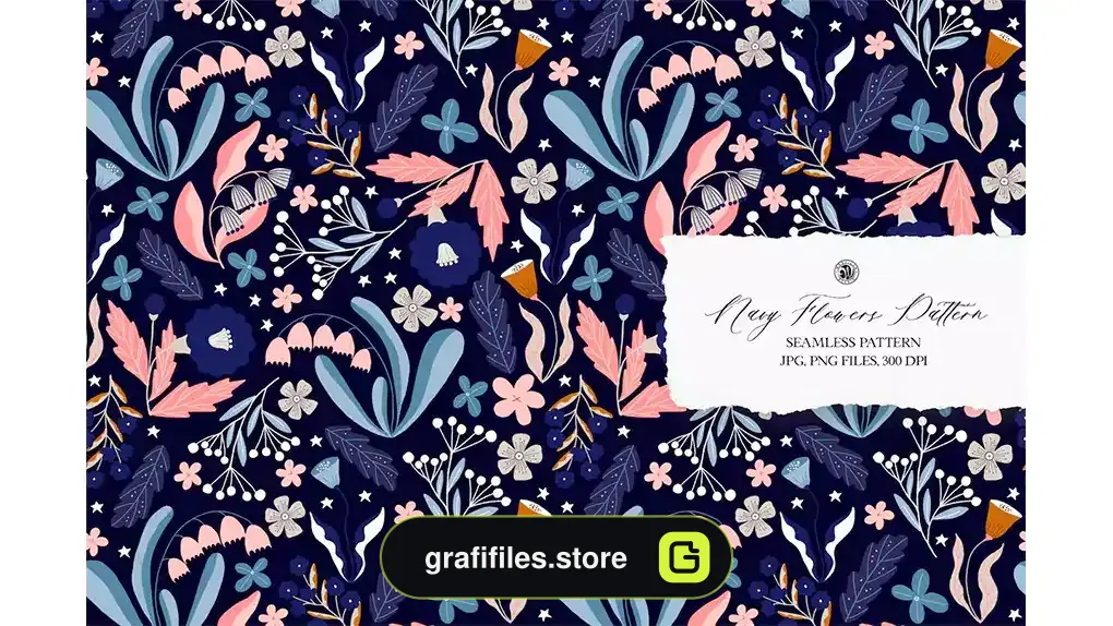 پترن گل Navy Flowers Pattern