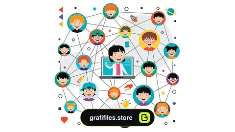 وکتور آموزش آنلاین با کاراکتر کارتونی